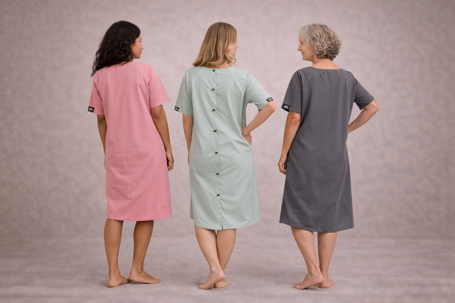 Back view of a GIV Gown showing the overlapping panels